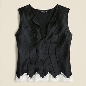 JCrew Black Sleeveless Top with Lace Trim